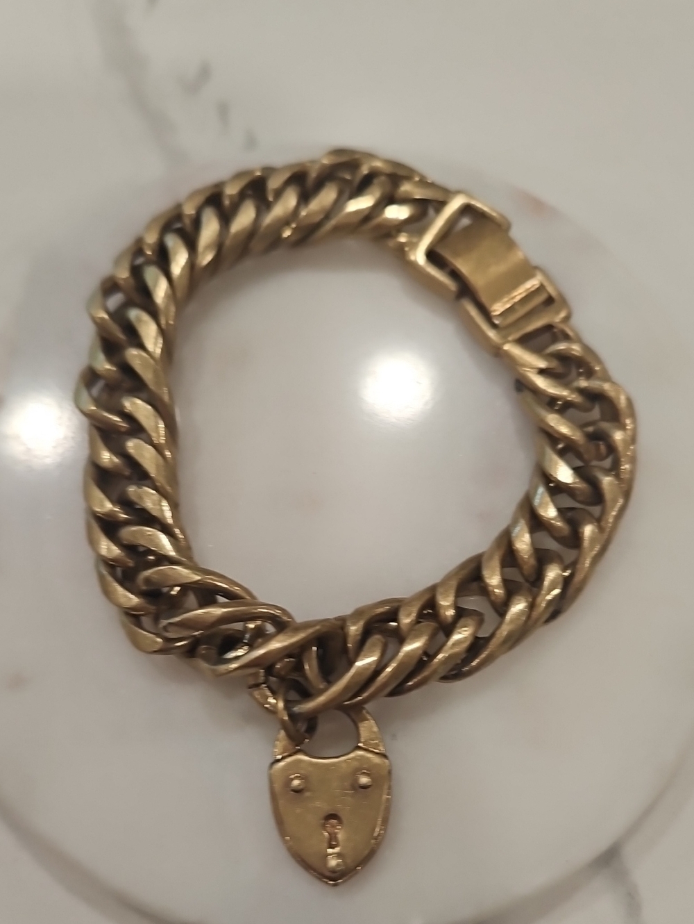 Stella & Dot Gold-Tone Curb Chain Bracelet with Padlock Charm